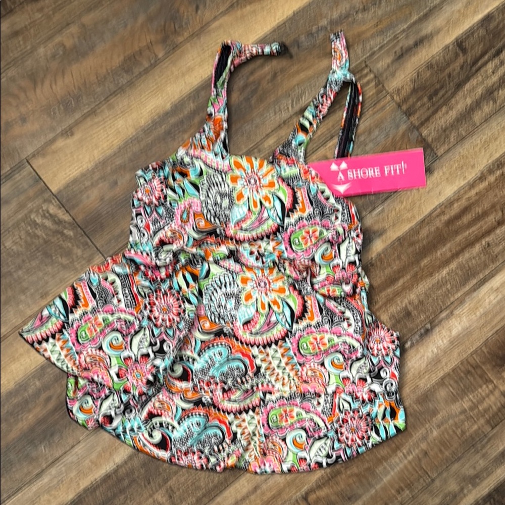 A swim Tankini top size 10  Oh so colorful!